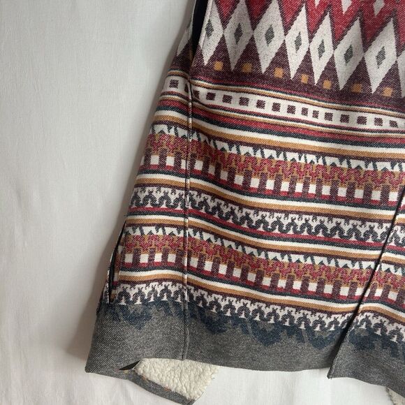 Me Jane Aztec Navajo Print Vest Womens Tag M Wool Blend Faux Fur Southwestern - Picture 11 of 16